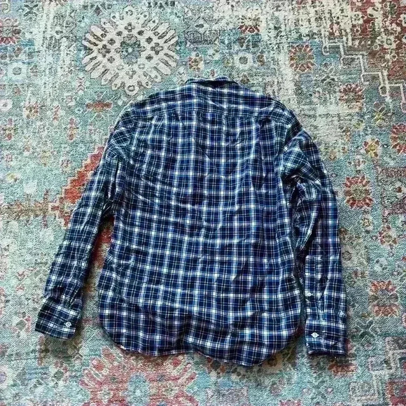 J Crew plaid blue and yellow button down - Picture 5 of 5